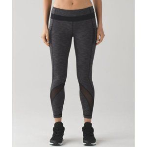 Lululemon Leggings Womens 4 Inspire Tight II Heathered Black Splatter Mesh  yoga